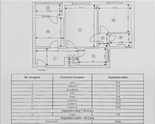 Apartament 3 camere luminos cu boxa Calea Bucuresti